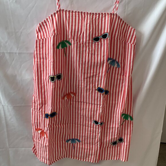 CELANDINE X ANTHROPOLOGIE Embroidered Poplin Square Neck Mini Shift Dress Sz MED - Picture 1 of 8